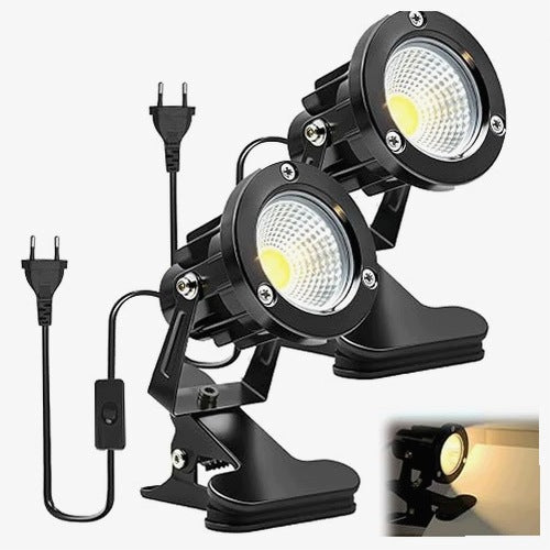 LED CLAMP SPOTLIGHT 10W WARM WHITE DESK GARDEN 2 PCS FOR HOME