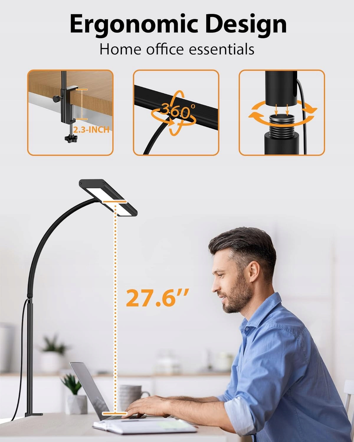 LED DESK LAMP 160 WITH CLAMP 70 CM ADJUSTABLE 30 USB MODES Manufacturer code 0721800754787