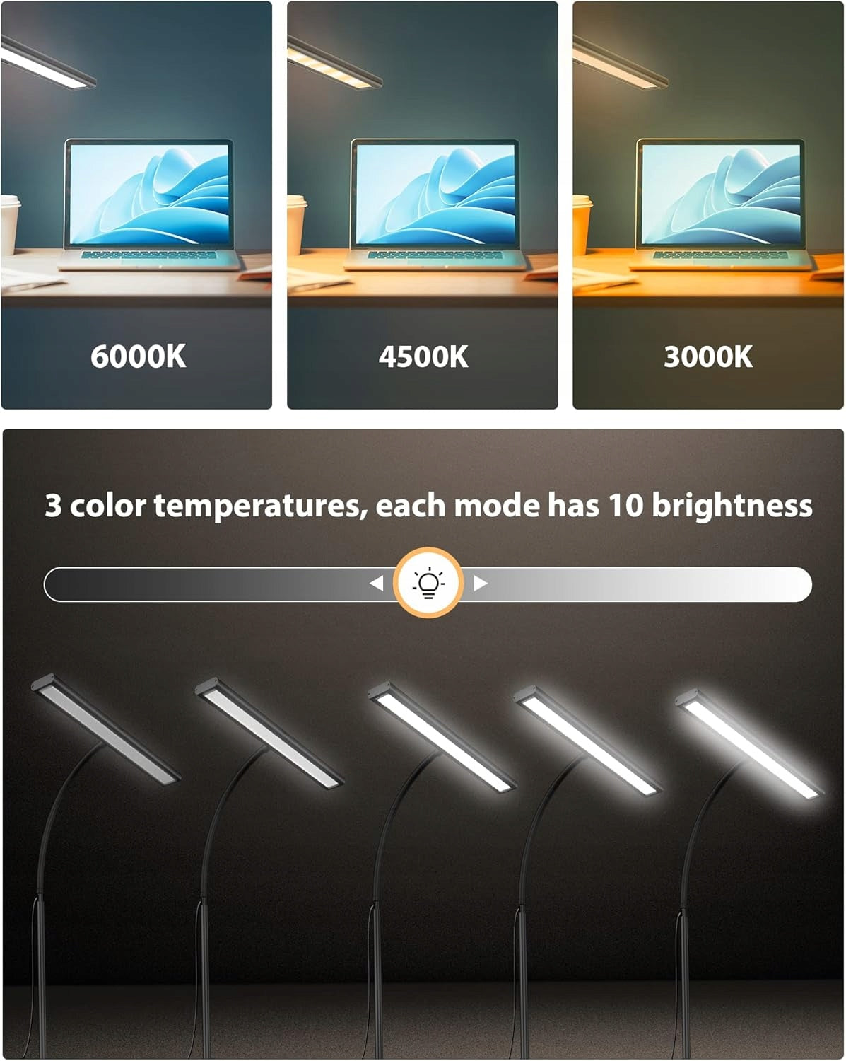 LED DESK LAMP 160 WITH CLAMP 70 CM ADJUSTABLE 30 USB MODES Packaging status original