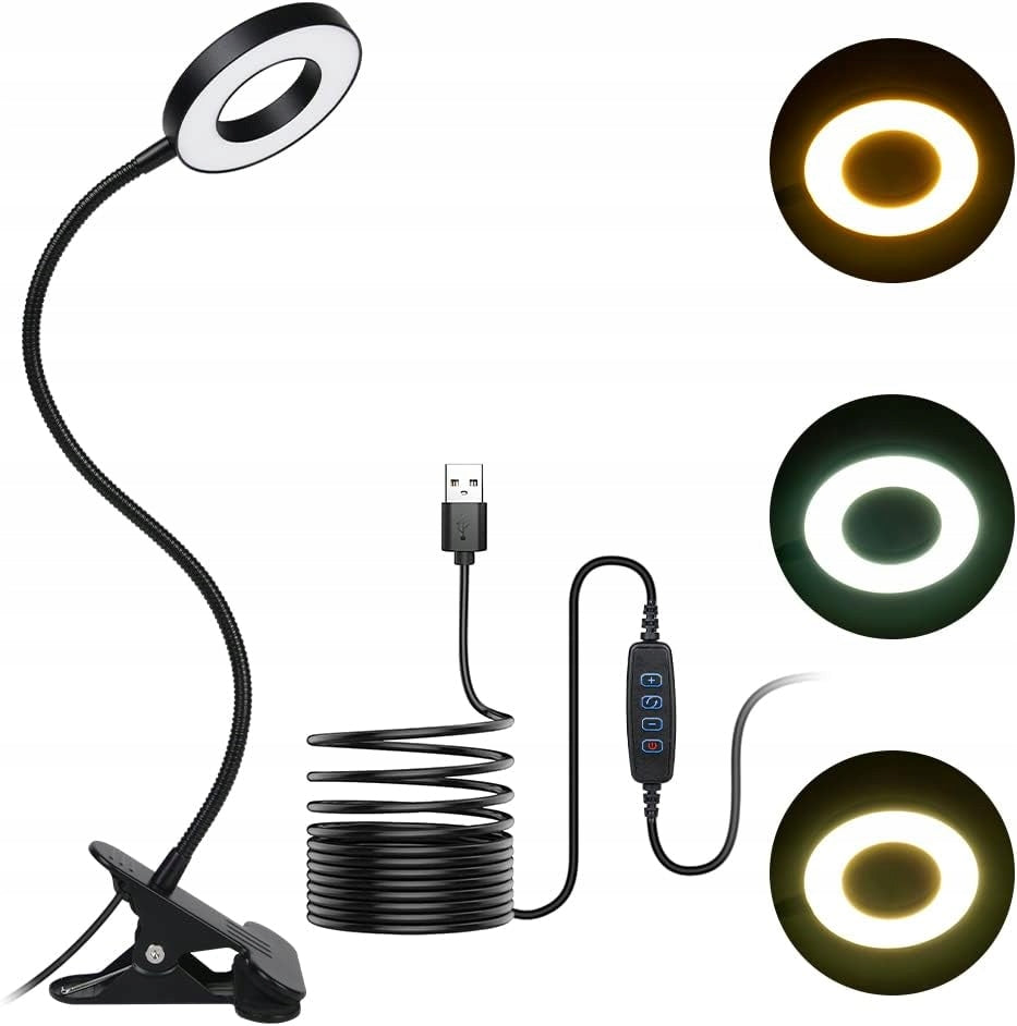 LED DESK LAMP WITH USB CLIP ADJUSTABLE 3 MODES 12 BRIGHTNESS LEVELS