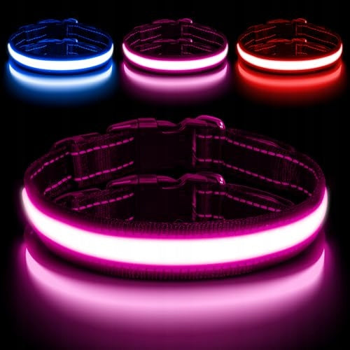 LED DOG COLLAR RECHARGEABLE USB WATERPROOF FLASHING SMALL DOGS leather Manufacturer code Bez marki