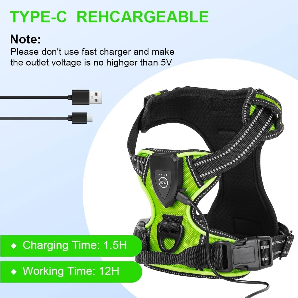 LED DOG HARNESS ILLUMINATED WITH 3 LIGHTING MODES GREEN Brand no brand