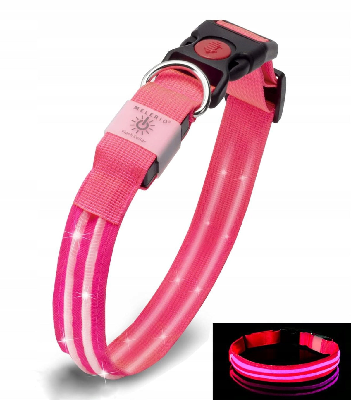 LED Dog Collar, Glowing, Pink, 3 Lighting Modes, USB, 40 - 48 cm