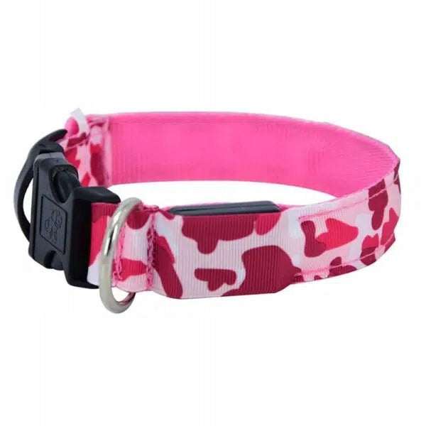 LED Dog Collar MORO M Pink BATTERY OPERATED