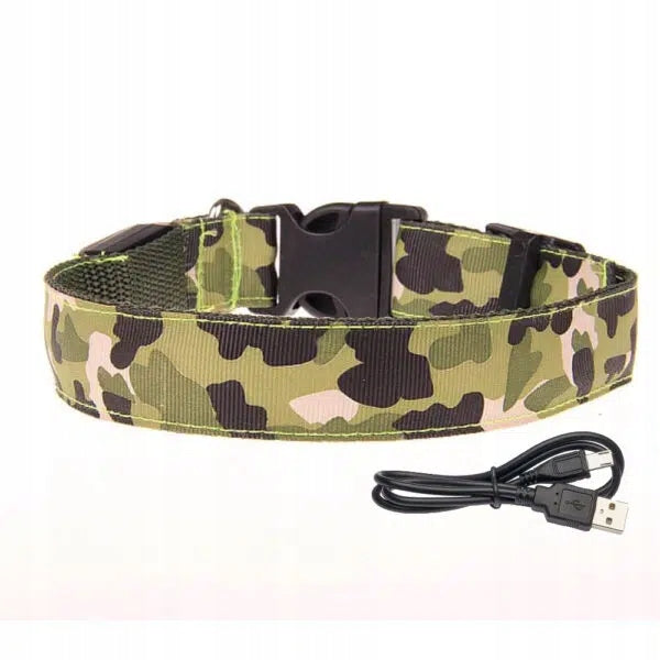 LED Dog Collar MORO S Green USB Charging
