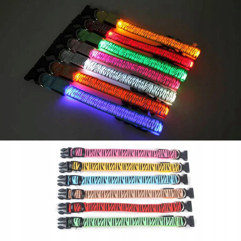 LED Dog Collar ZEBRA Yellow L Battery Operated Manufacturer code COLZEBYL-L