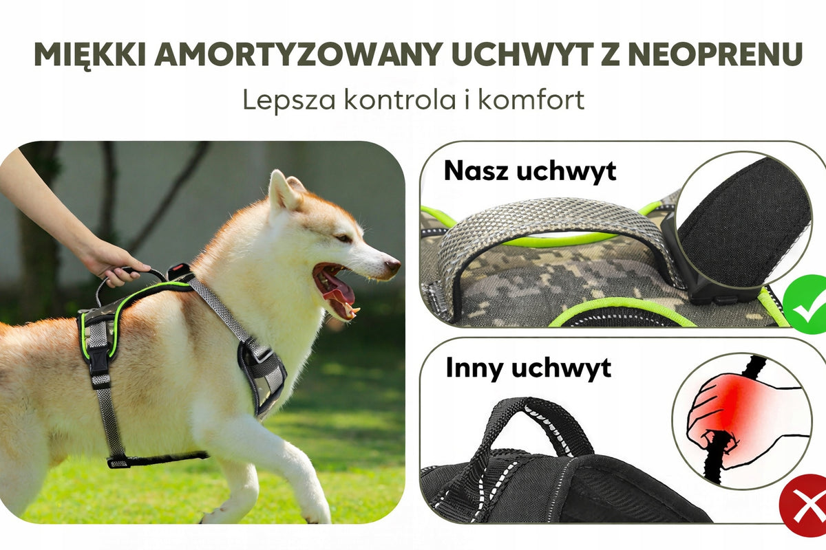 LED Dog Harness S, Reflective, Adjustable, with Handle, Green Manufacturer code B0C9CW73P8