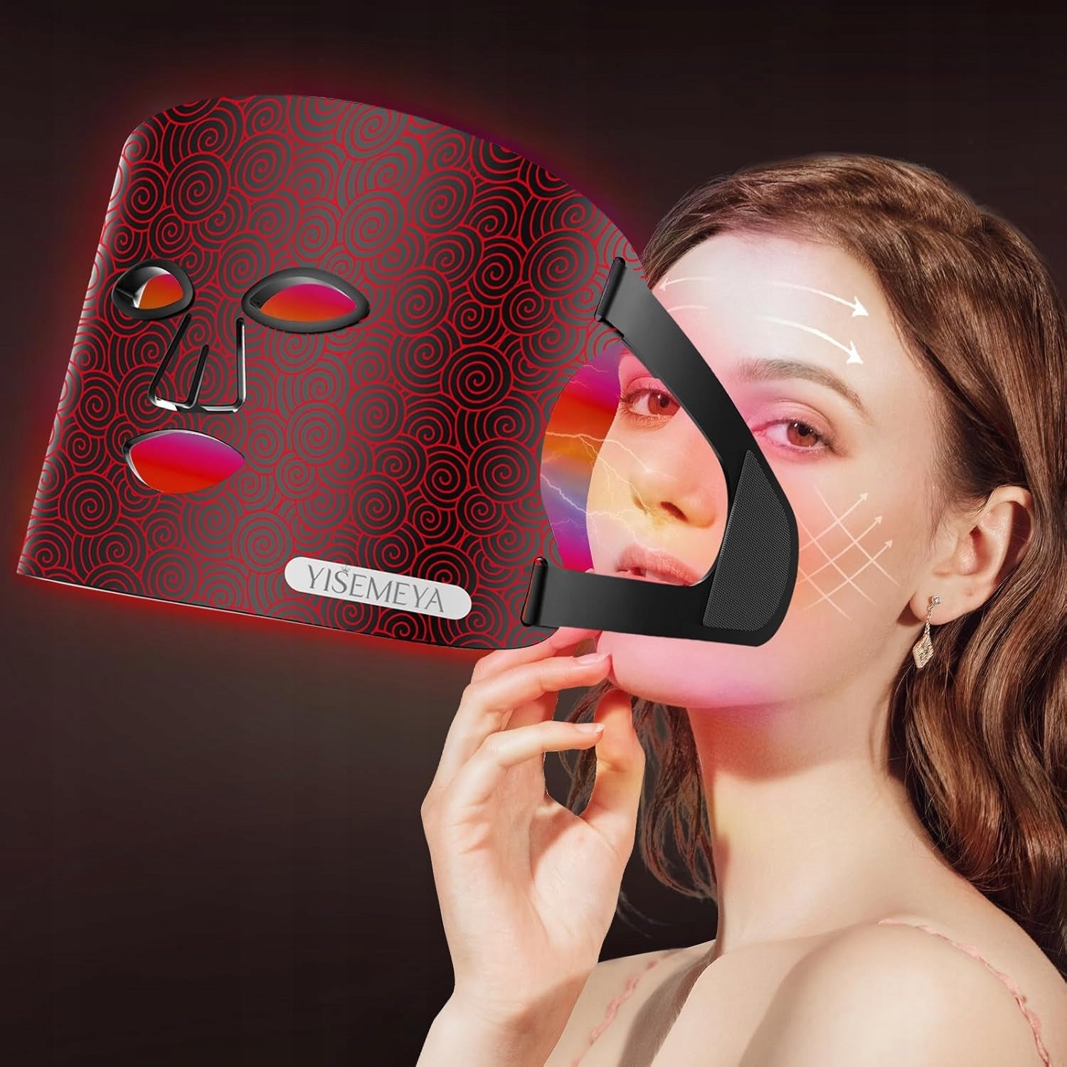 LED EMS Face Mask Light Therapy 4 Colors Silicone Red Batteries included yes