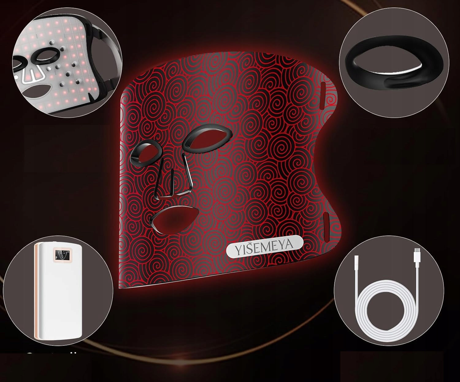 LED EMS Face Mask Light Therapy 4 Colors Silicone Red Brand Bedee