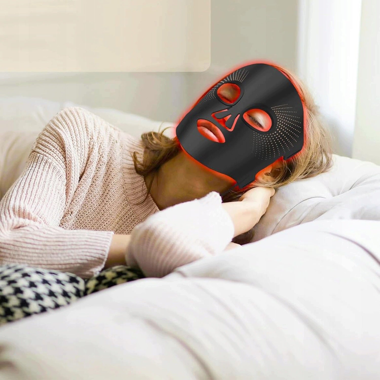 LED EMS Face Mask Light Therapy 4 Colors Silicone Red