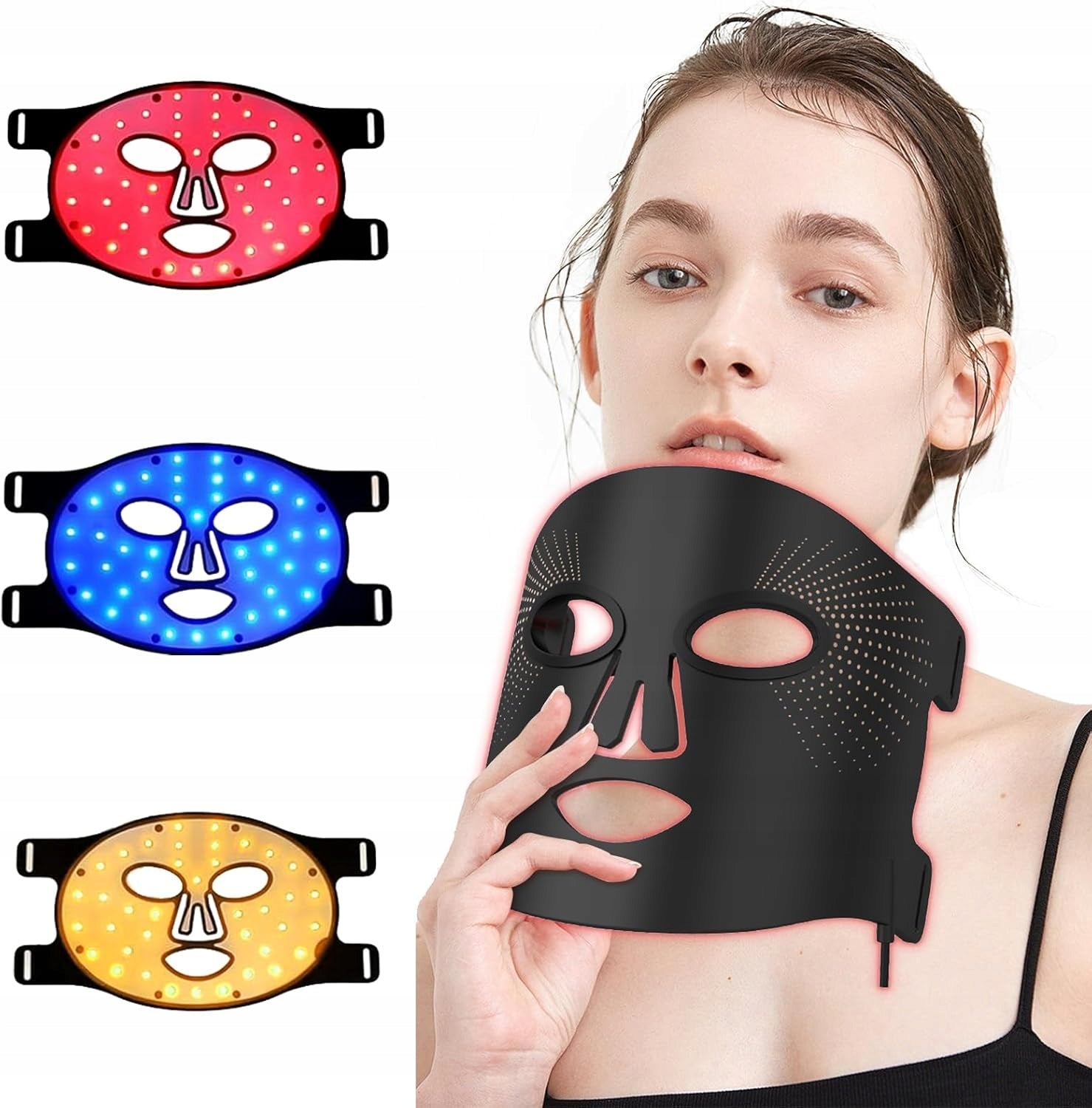 LED FACE MASK 3 COLORS LIGHT THERAPY SKIN CARE REJUVENATION