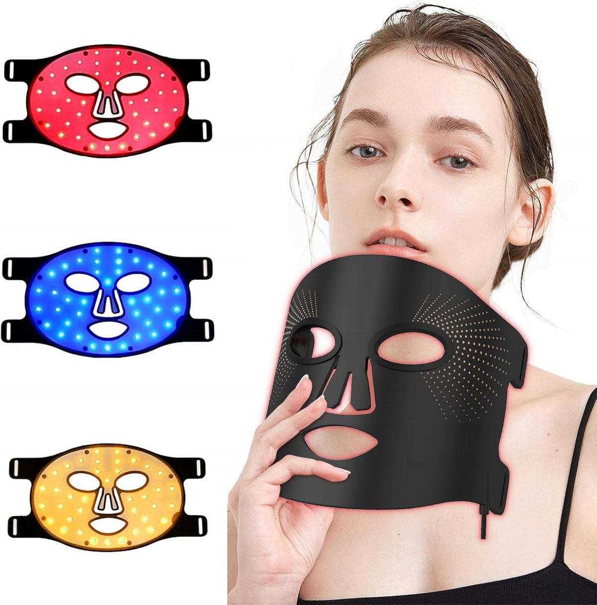 LED FACE MASK 3 COLORS LIGHT THERAPY SKIN CARE REJUVENATION