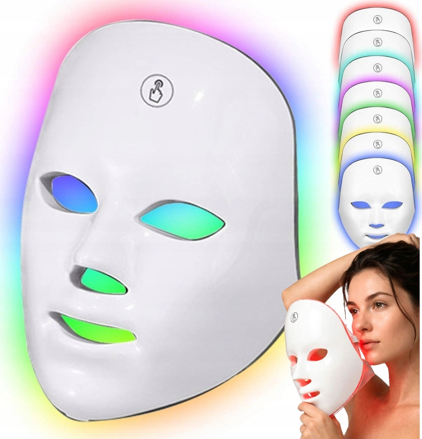 LED FACE MASK 7 COLORS PHOTON THERAPY WITH WIRELESS LIGHT Packaging status original