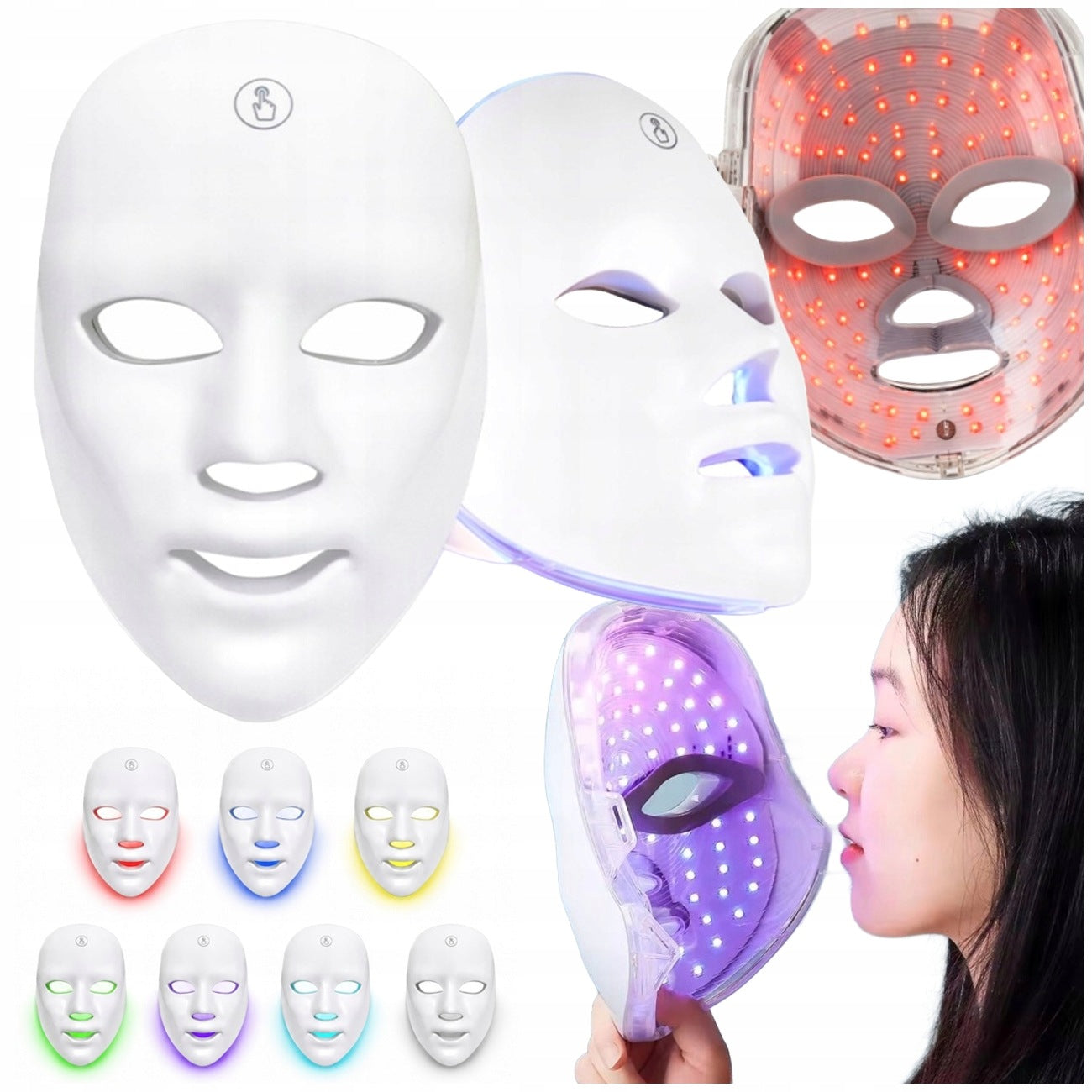 LED FACE MASK 7 COLORS PHOTON THERAPY WITH WIRELESS LIGHT