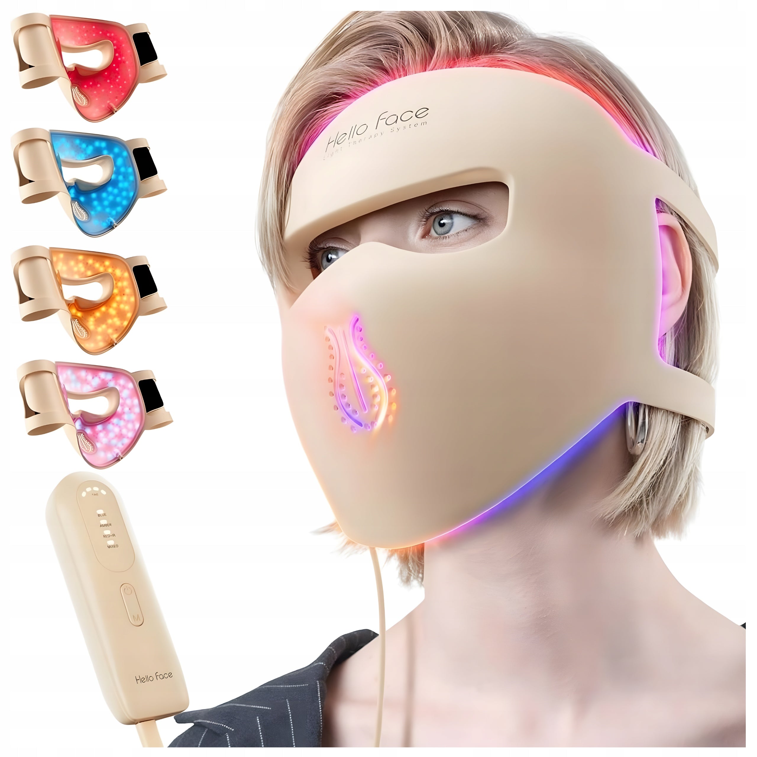 LED FACE MASK HALLO FACE PHOTOTHERAPY RED LIGHT 311 LEDS Manufacturer code Maska led na twarz 311 LED Hello Face