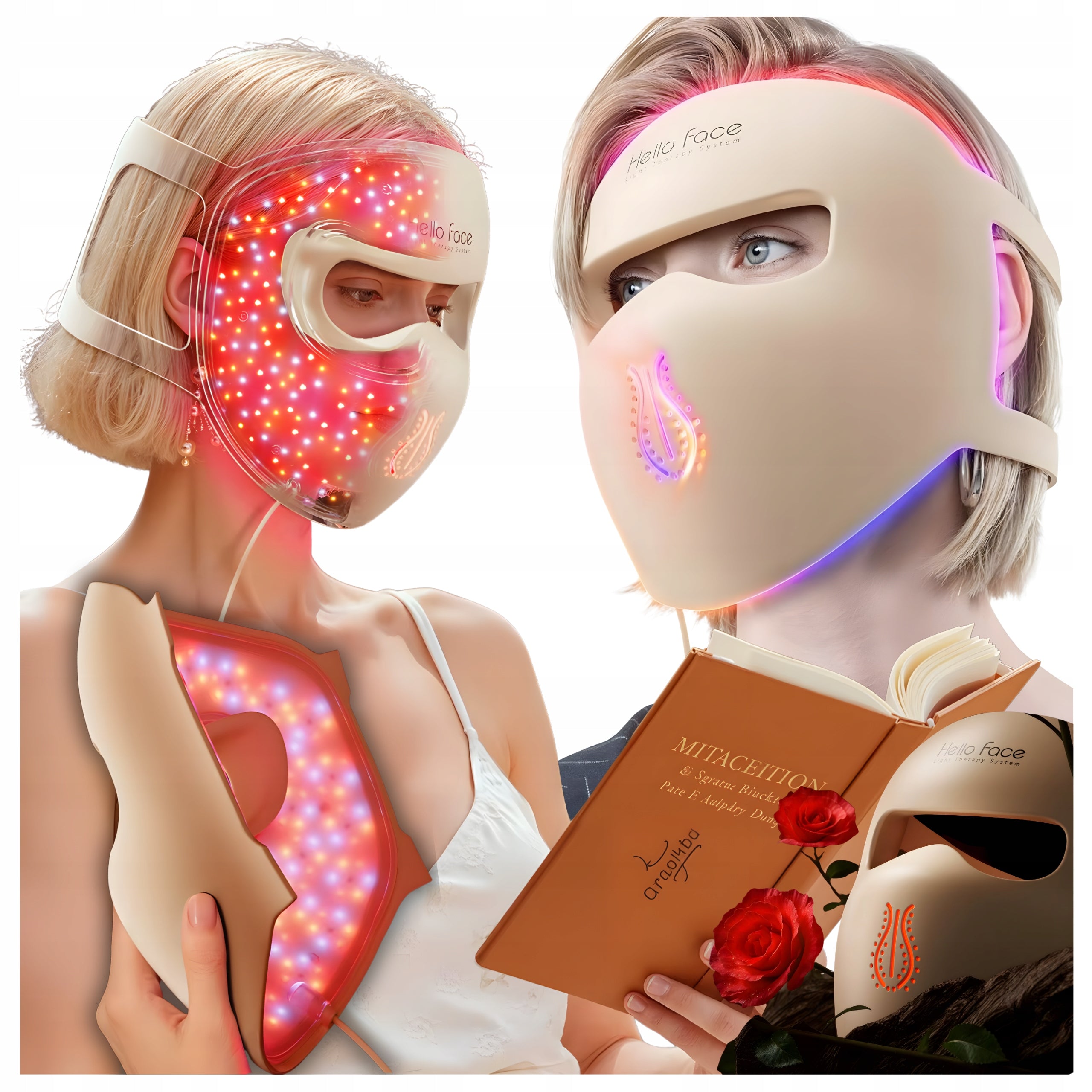 LED FACE MASK HALLO FACE PHOTOTHERAPY RED LIGHT 311 LEDS