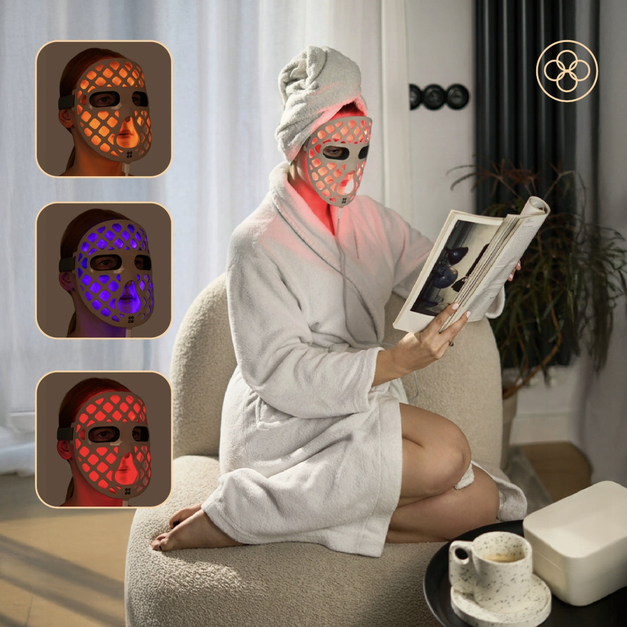 LED FACE MASK LIGHT THERAPY PHOTON THERAPY 4 COLORS SET WITH CASE Brand ZENT