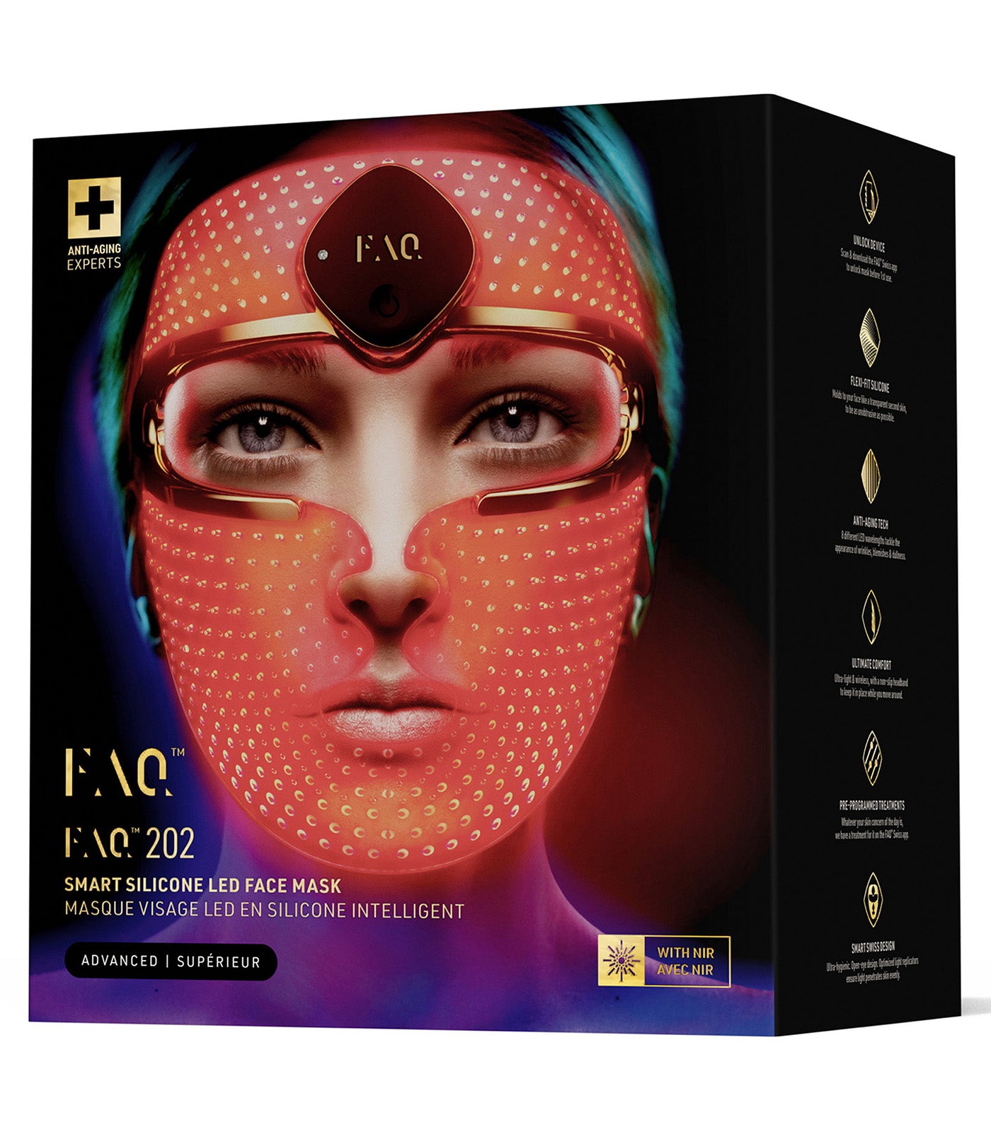 LED FACE MASK PHOTON THERAPY FOREO silicone 7 NIR lights Medical device no