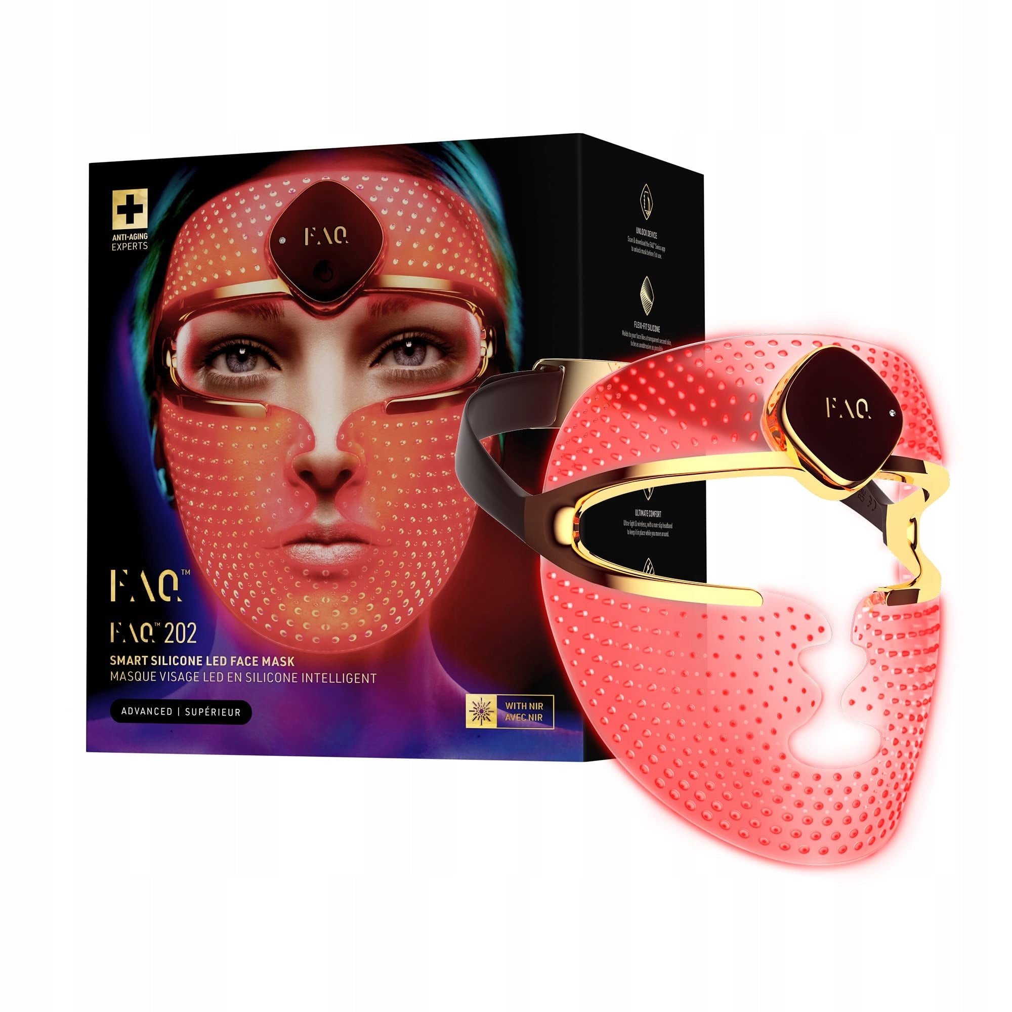LED FACE MASK PHOTON THERAPY FOREO silicone 7 NIR lights