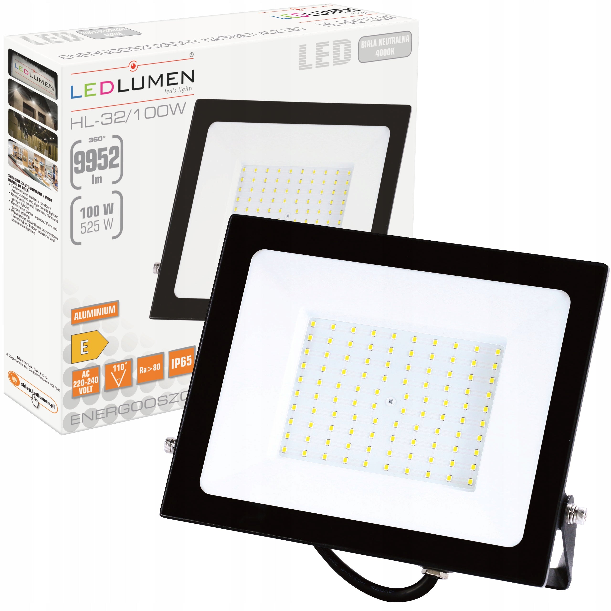 LED FLOODLIGHT 100W HALOGEN OUTDOOR IP65 9952LM GARDEN LAMP