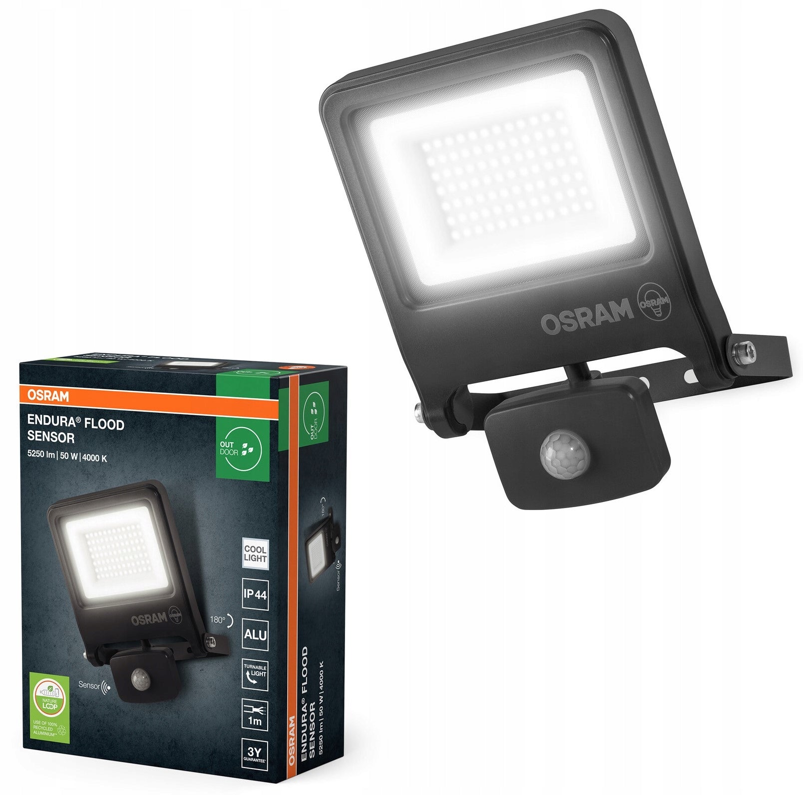 LED FLOODLIGHT OSRAM LEDVANCE ENDURA PCR 50W 4000K SENSOR Manufacturer code 4058075206786