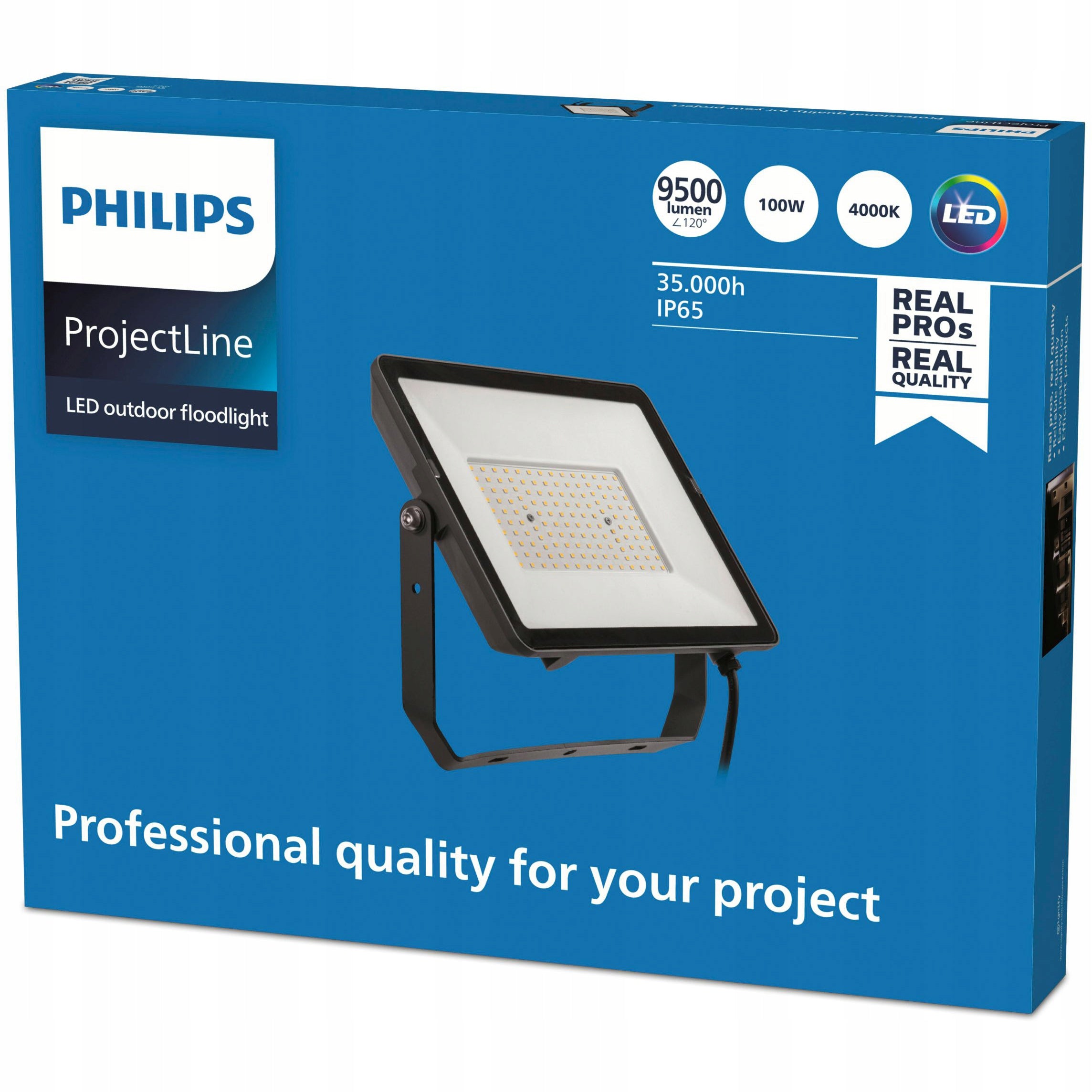 LED FLOODLIGHT PHILIPS LAMP 100W 4000K IP65 HALOGEN SPOTLIGHT PROJECTLINE Color black