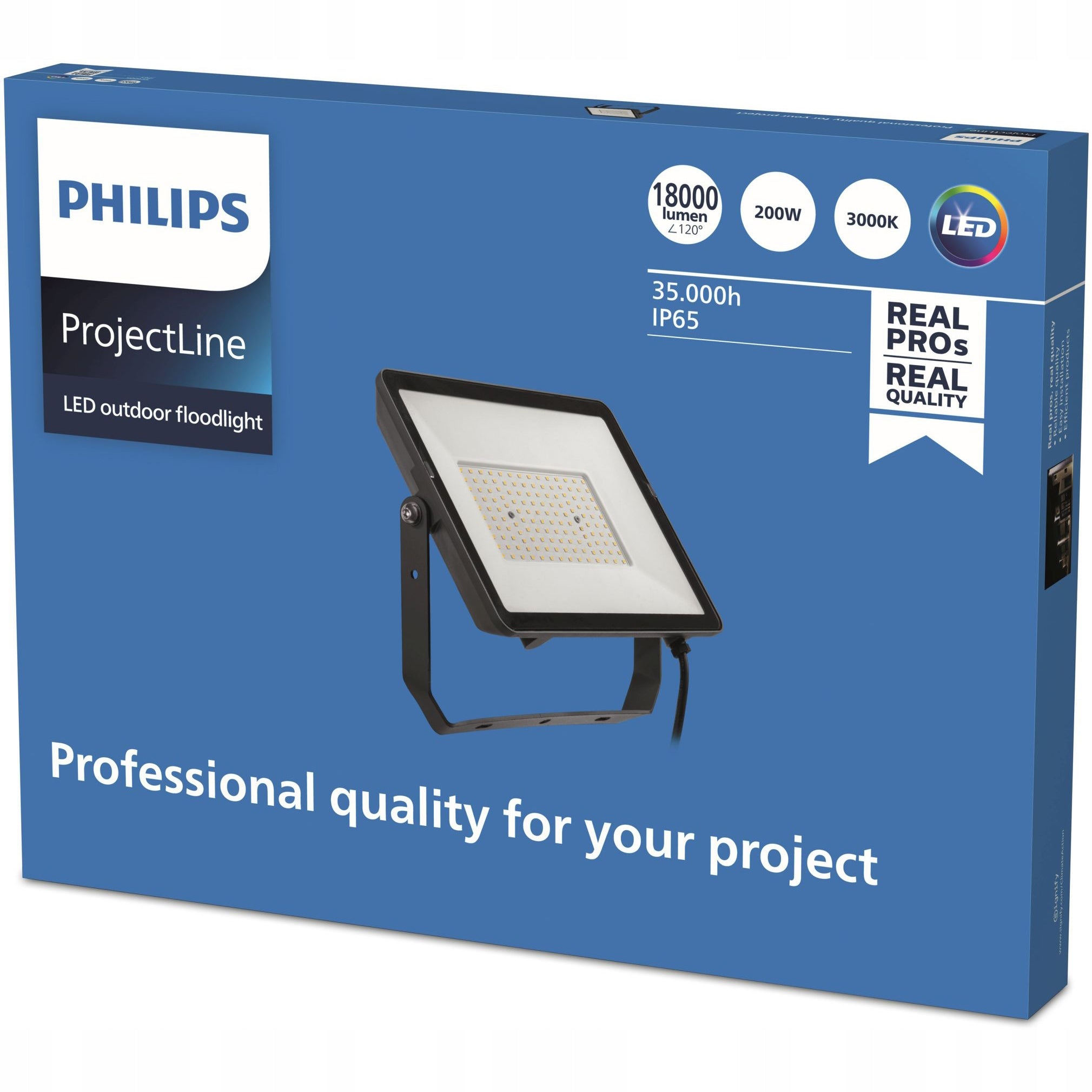 LED FLOODLIGHT PHILIPS LAMP 200W 3000K IP65 HALOGEN SPOTLIGHT PROJECTLINE Color black
