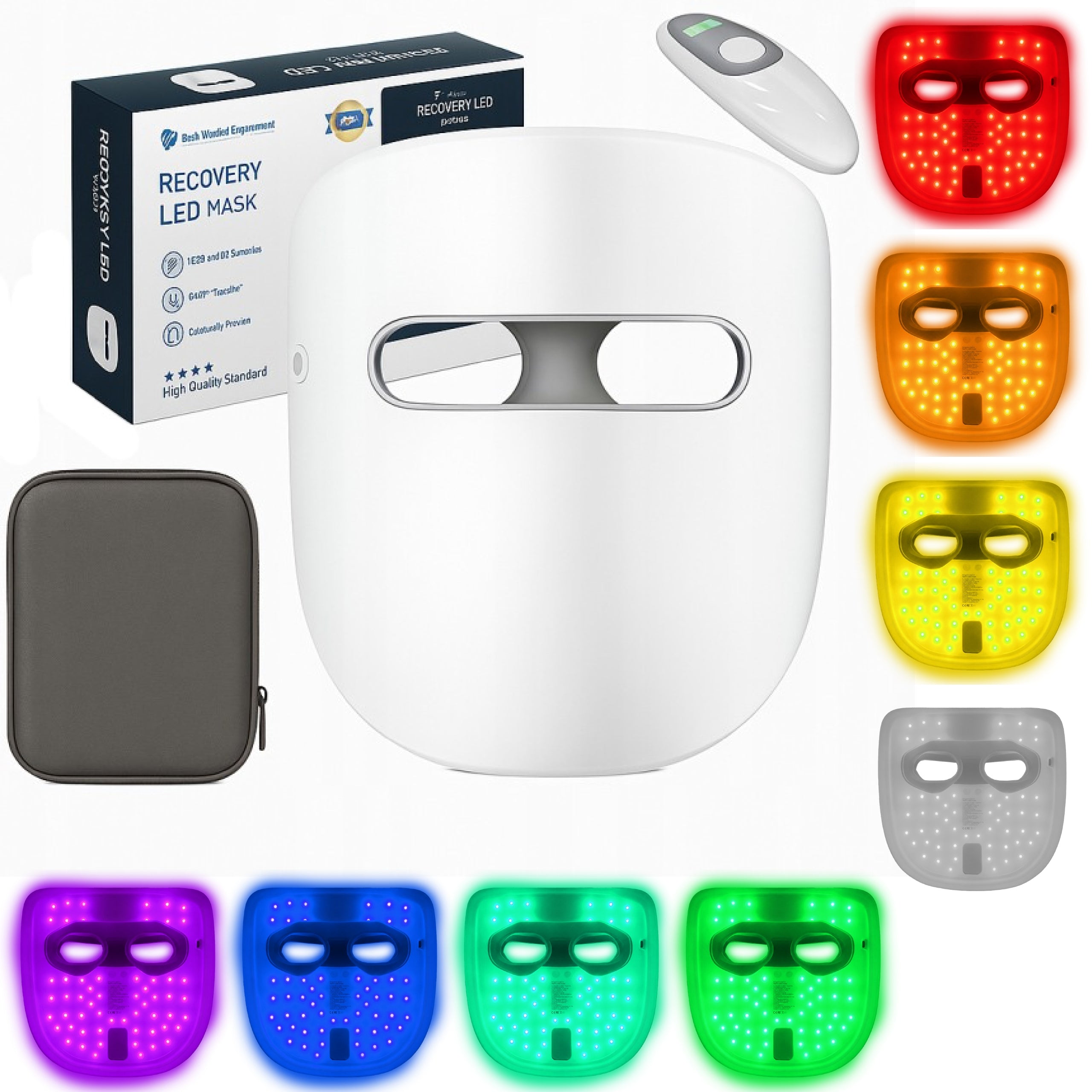 LED Face MASK 9 Colors PHOTOTHERAPY RECHARGEABLE MEDICAL DIODES CASE Packaging status original