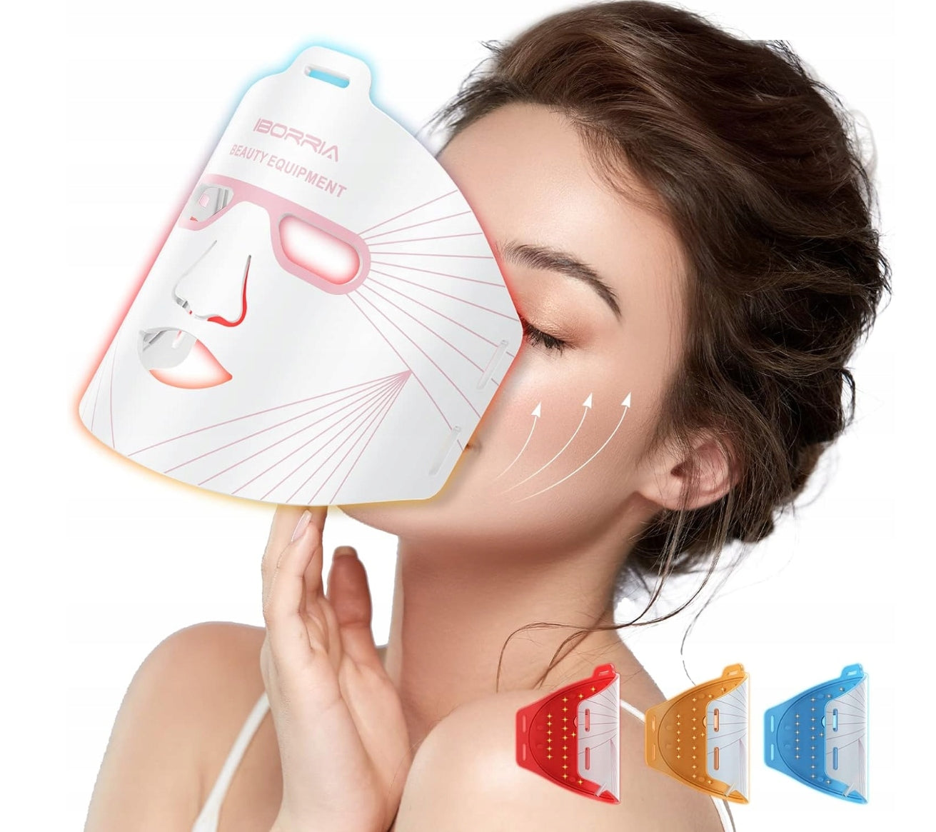 LED Face Mask Light Therapy 3 Colors Anti Aging White