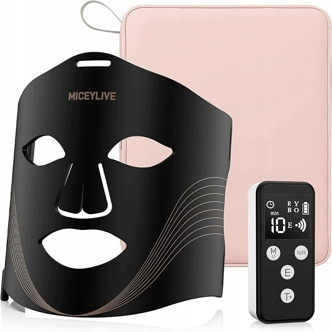 LED Face Mask Light Therapy Skin Care Black