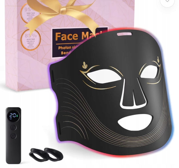 LED Face Mask Light Therapy Skin Care Black
