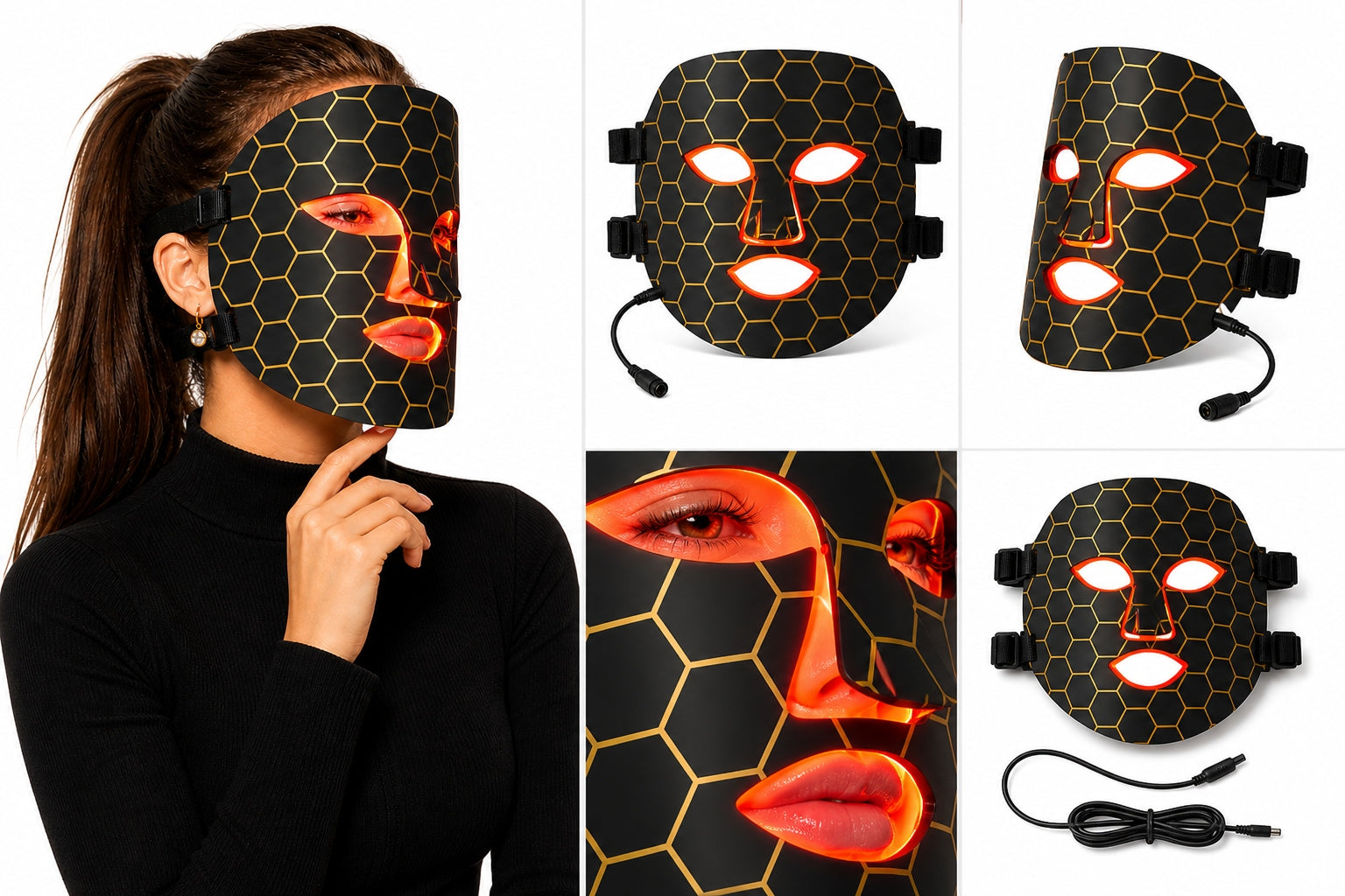 LED Face Mask Light Therapy Skin Rejuvenation Packaging status original