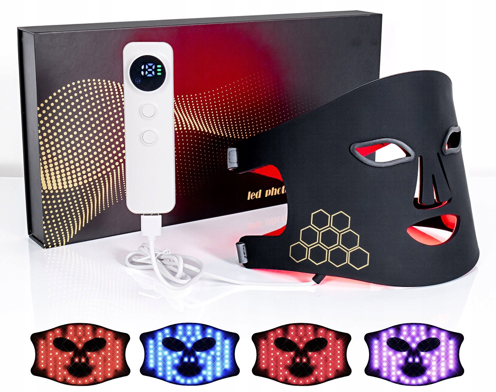 LED Face Mask Red and Infrared Light Therapy Beauty.