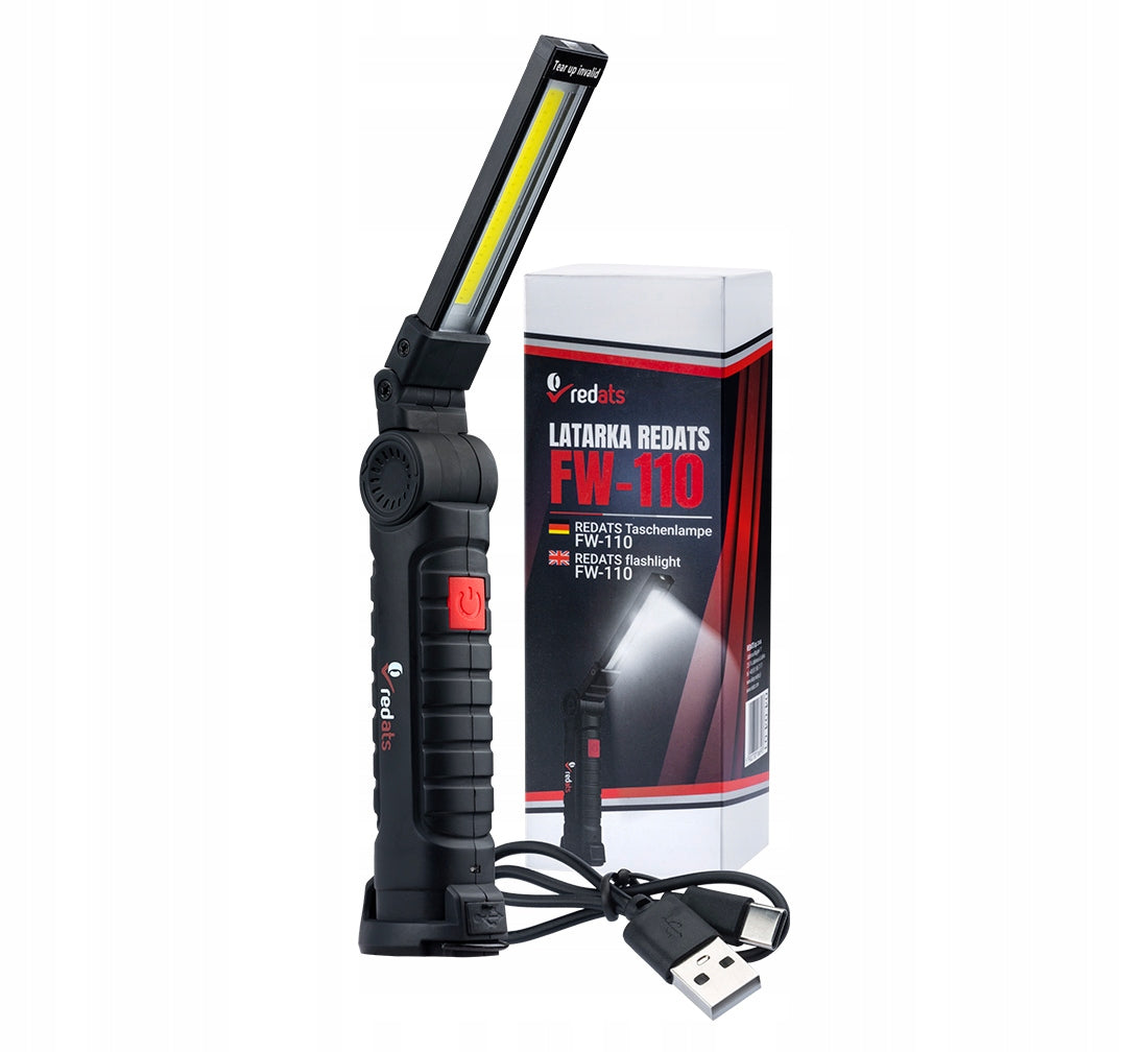 LED Flashlight Workshop Lamp with Magnet Hook Rechargeable USB-C Redats
