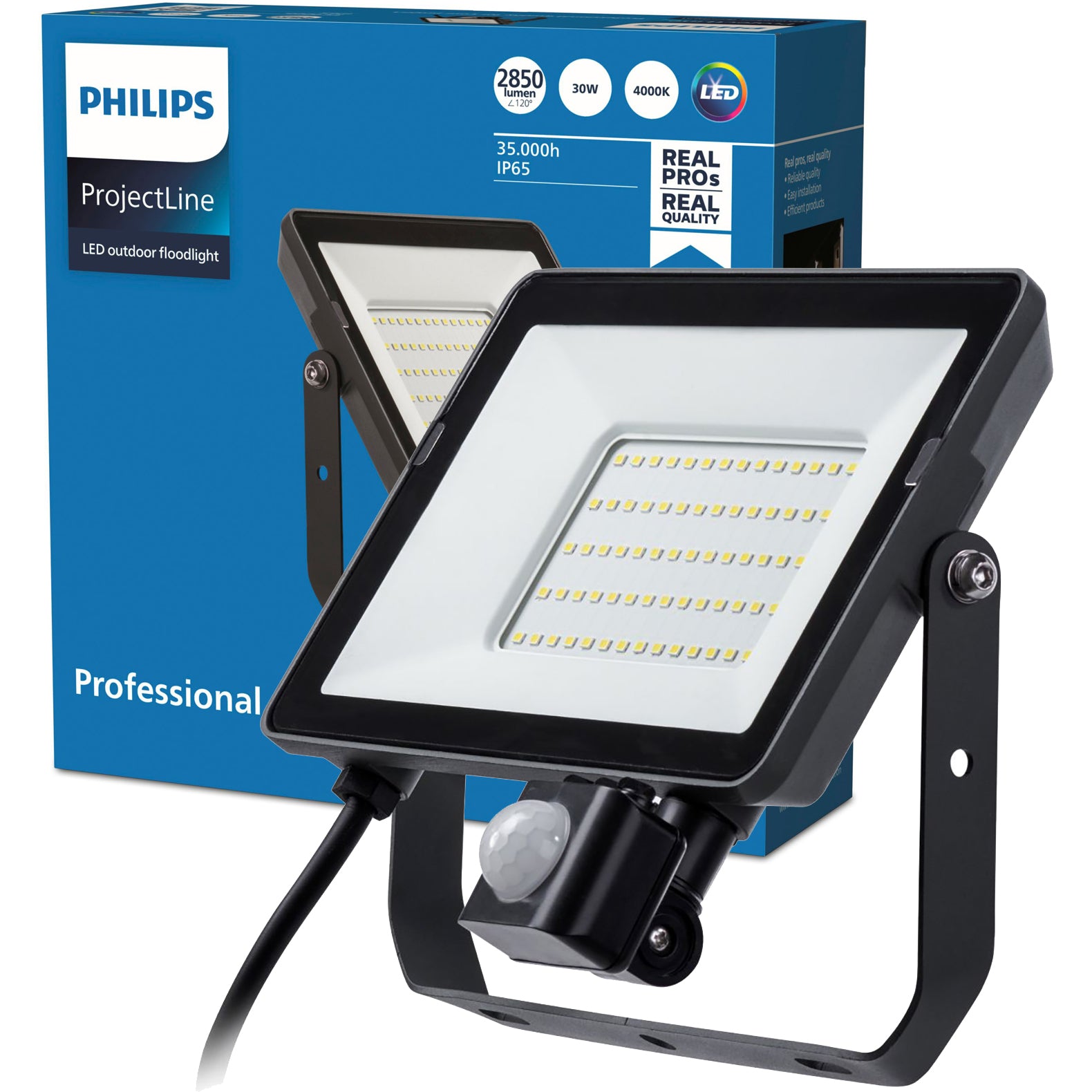 LED Floodlight 30W 4000K IP65 Halogen Headlight with Motion Sensor PHILIPS