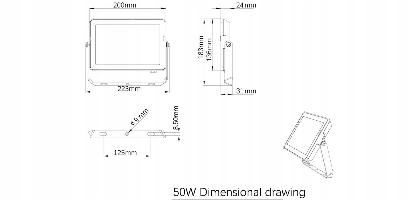 LED Floodlight 50W 3000K IP65 Halogen Headlight Lamp PHILIPS Manufacturer code 911401862484