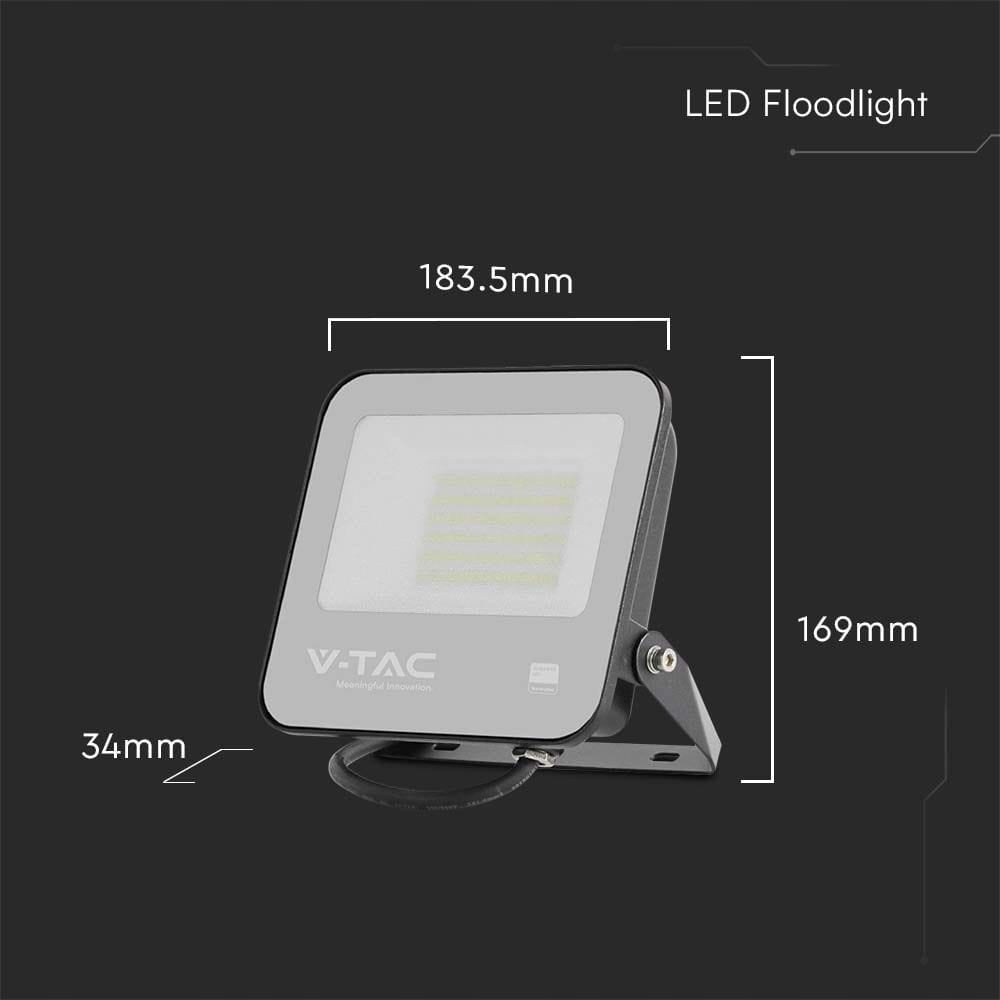 LED Floodlight 50W 5740lm 4000K SAMSUNG LED 115LM/W IP65 Black 5 years Color black