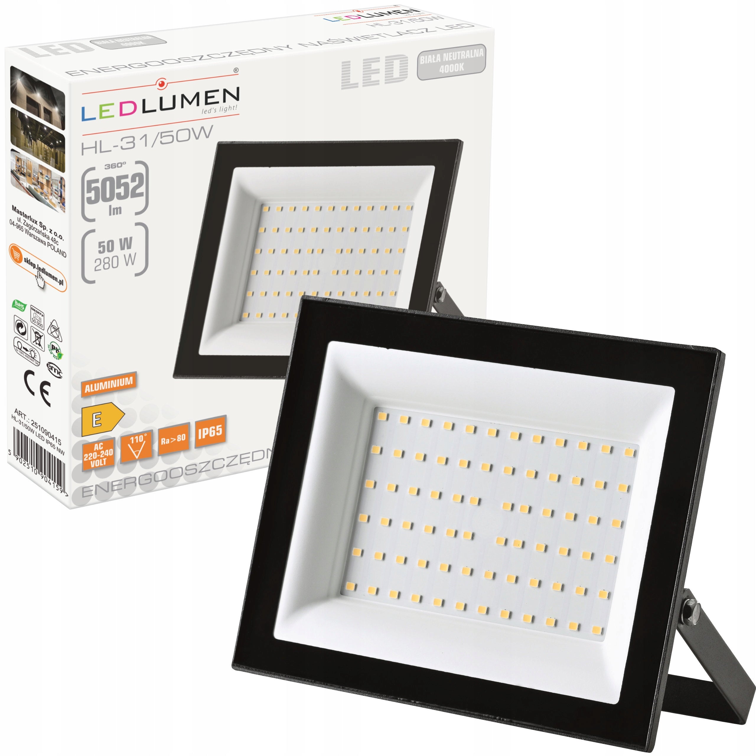 LED Floodlight 50W Outdoor IP65 4000K 5052lm Lamp Halogen Headlight