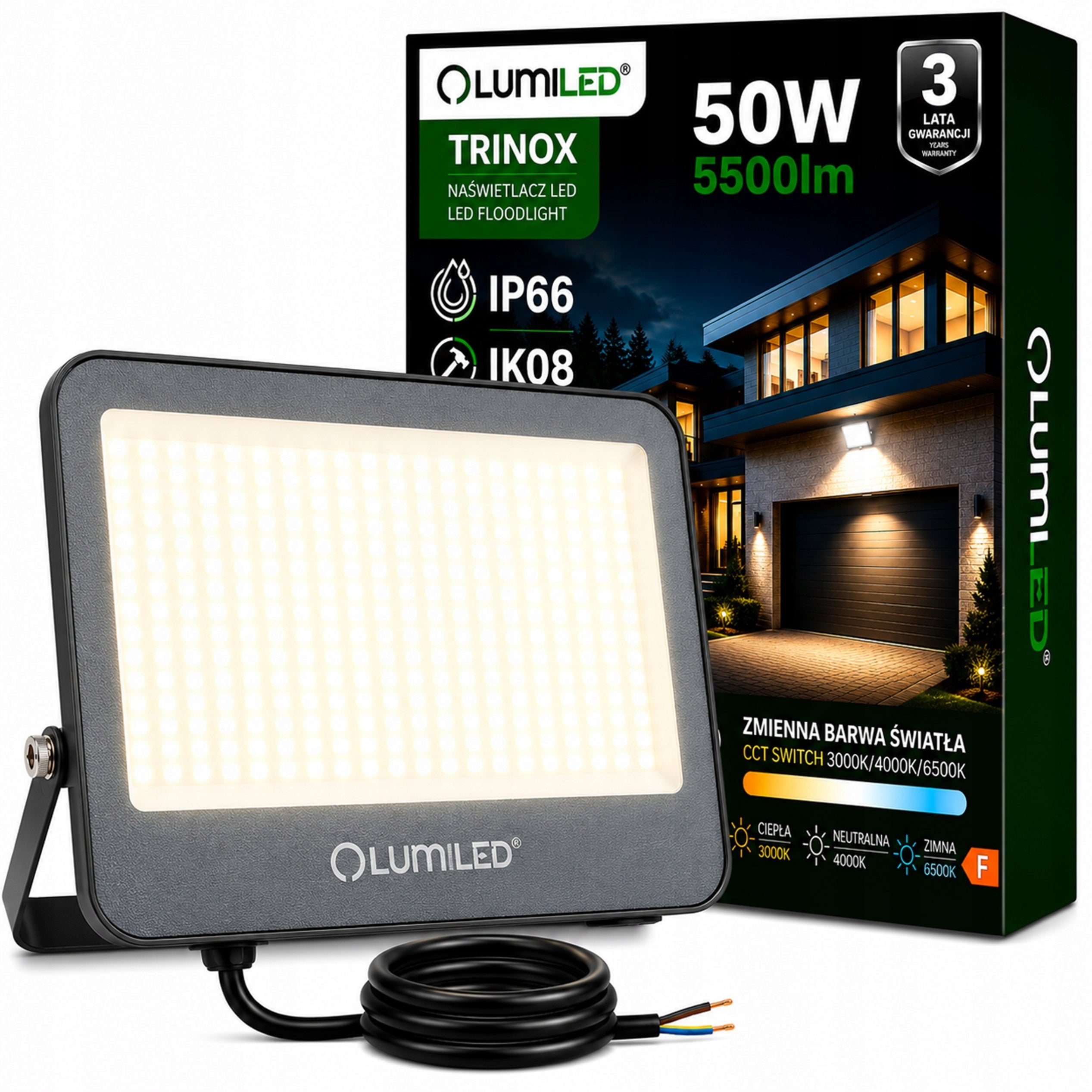LED Floodlight Halogen 50W 5500LM CCT Outdoor Waterproof Floodlight