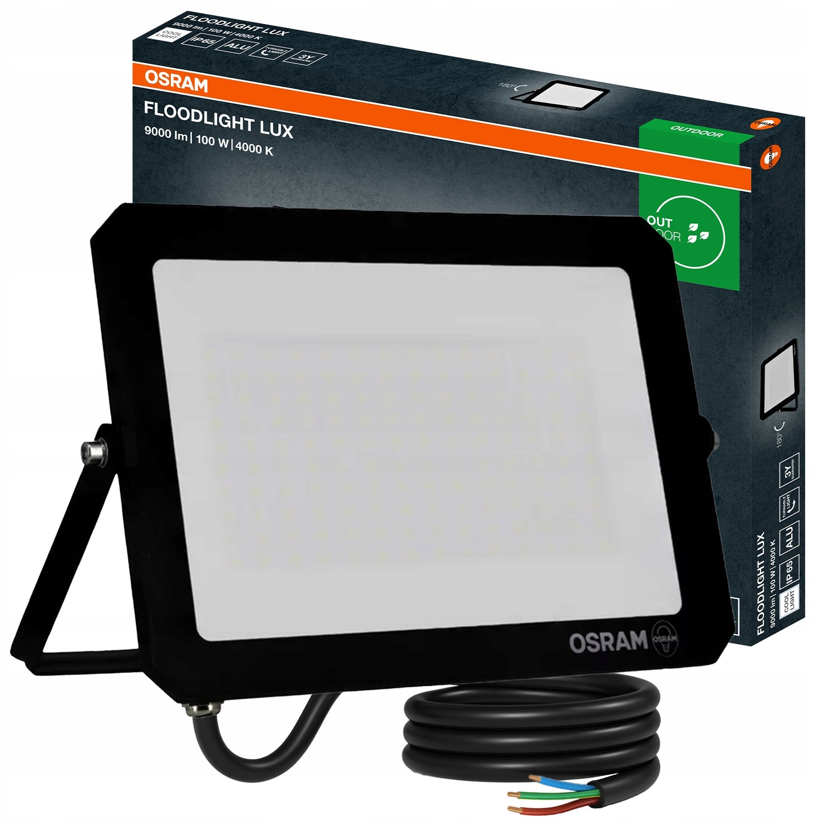 LED Floodlight Halogen Outdoor Headlight 100W 4000K 9000lm IP65 OSRAM