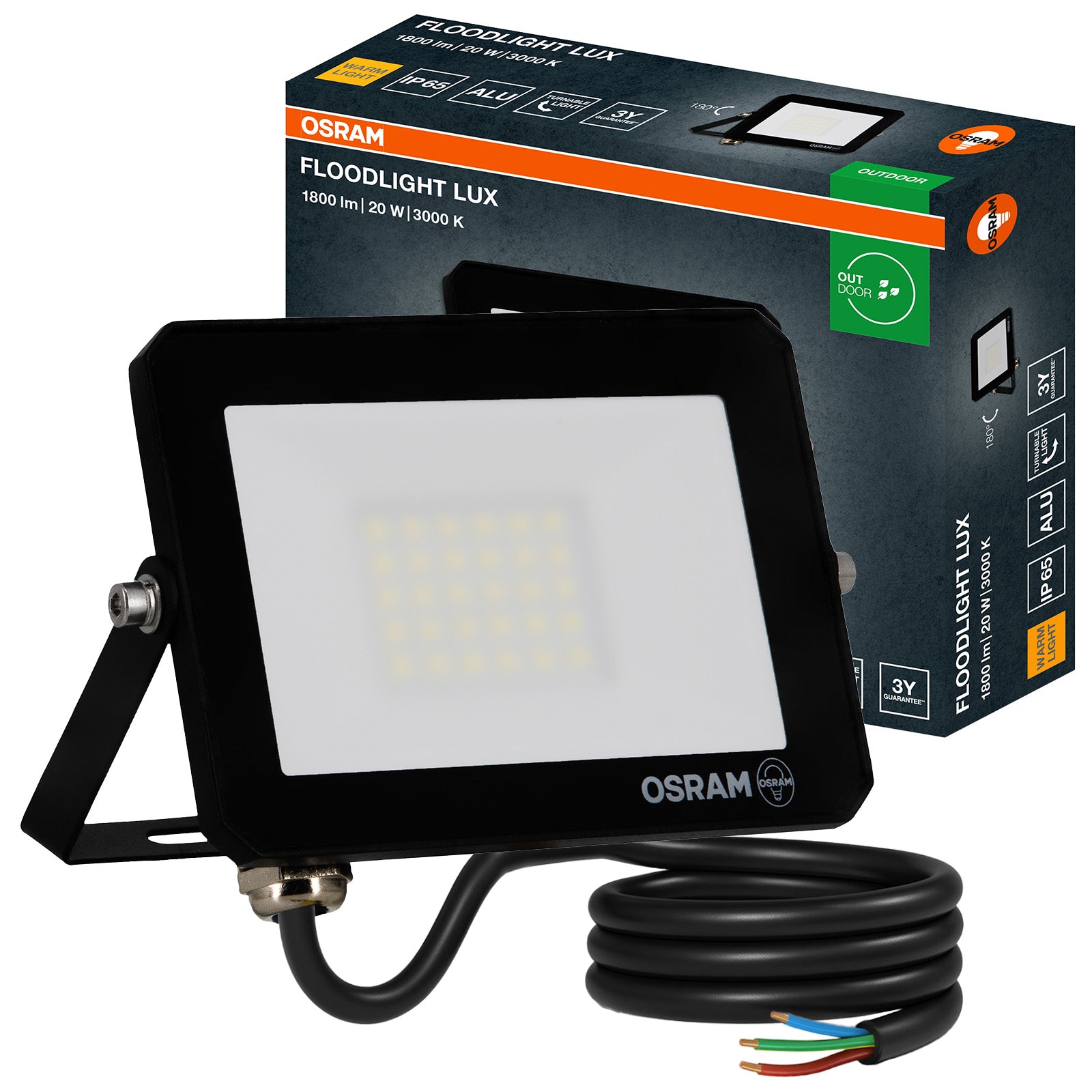 LED Floodlight Halogen Outdoor Headlight 20W 3000K 1800lm IP65 OSRAM