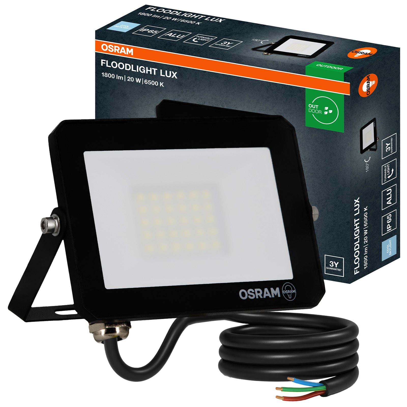 LED Floodlight Halogen Outdoor Headlight 20W 6500K 1800lm IP65 OSRAM