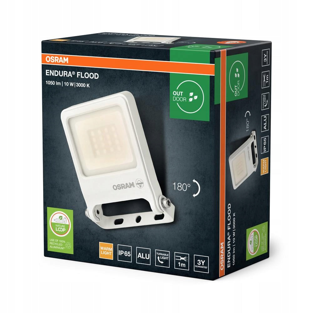 LED Floodlight Headlight 10W 3000K 1000lm White IP65 Endura Brand Osram