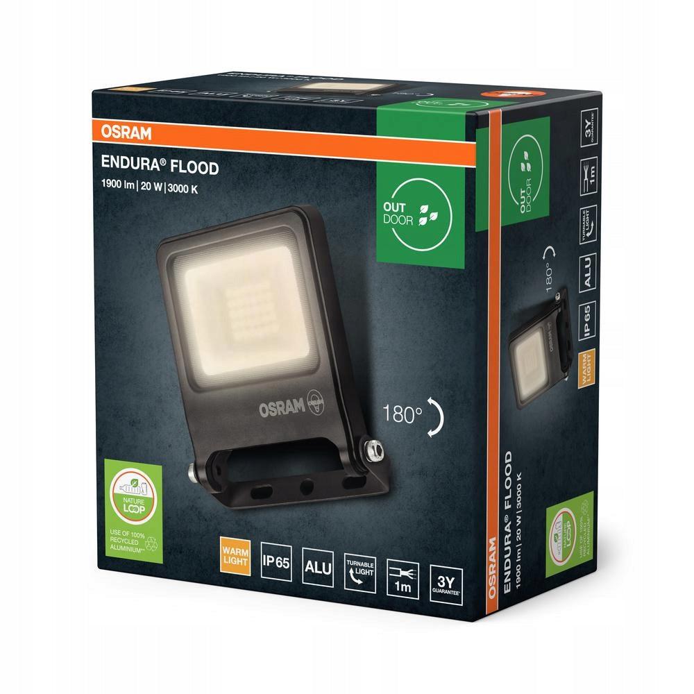 LED Floodlight Headlight 20W 3000K 1800lm IP65 Endura Brand Osram