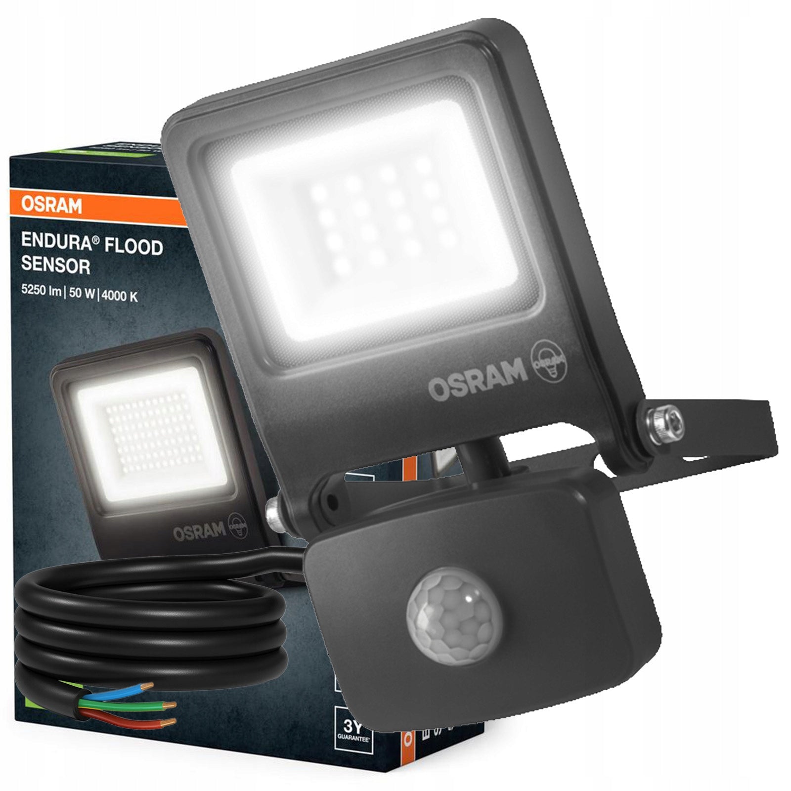 LED Floodlight Headlight Twilight Motion Sensor 50W 4000K 5000lm IP44
