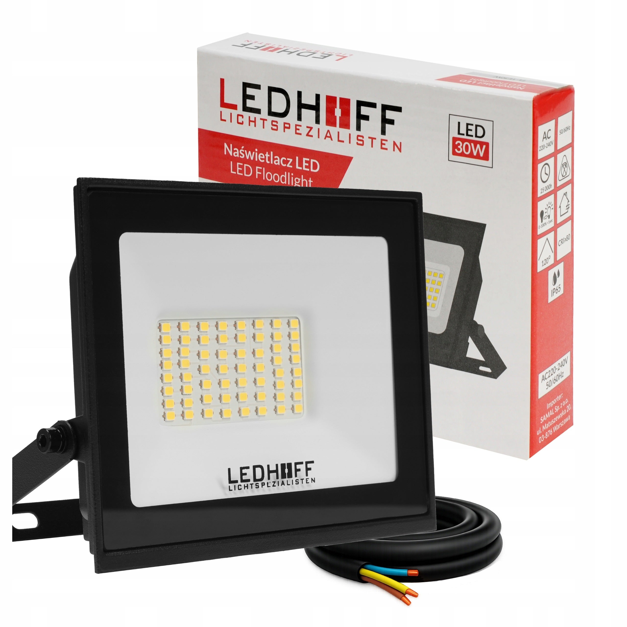 LED Floodlight Lamp 30W Halogen Garden IP65 2700lm 4500K Waterproof