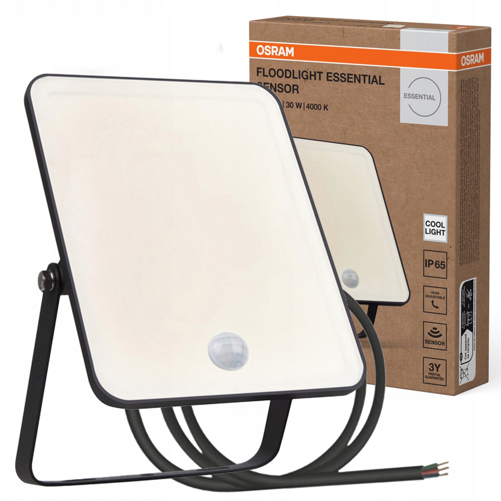 LED Floodlight Lamp Spotlight Halogen Motion Sensor 30W 4000K IP65