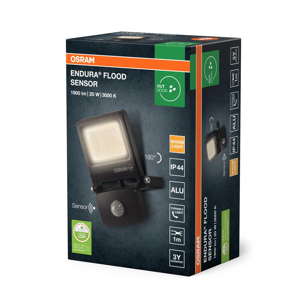 LED Floodlight Motion and Twilight Sensor 20W 3000K 1800lm IP44 Endura Brand Osram