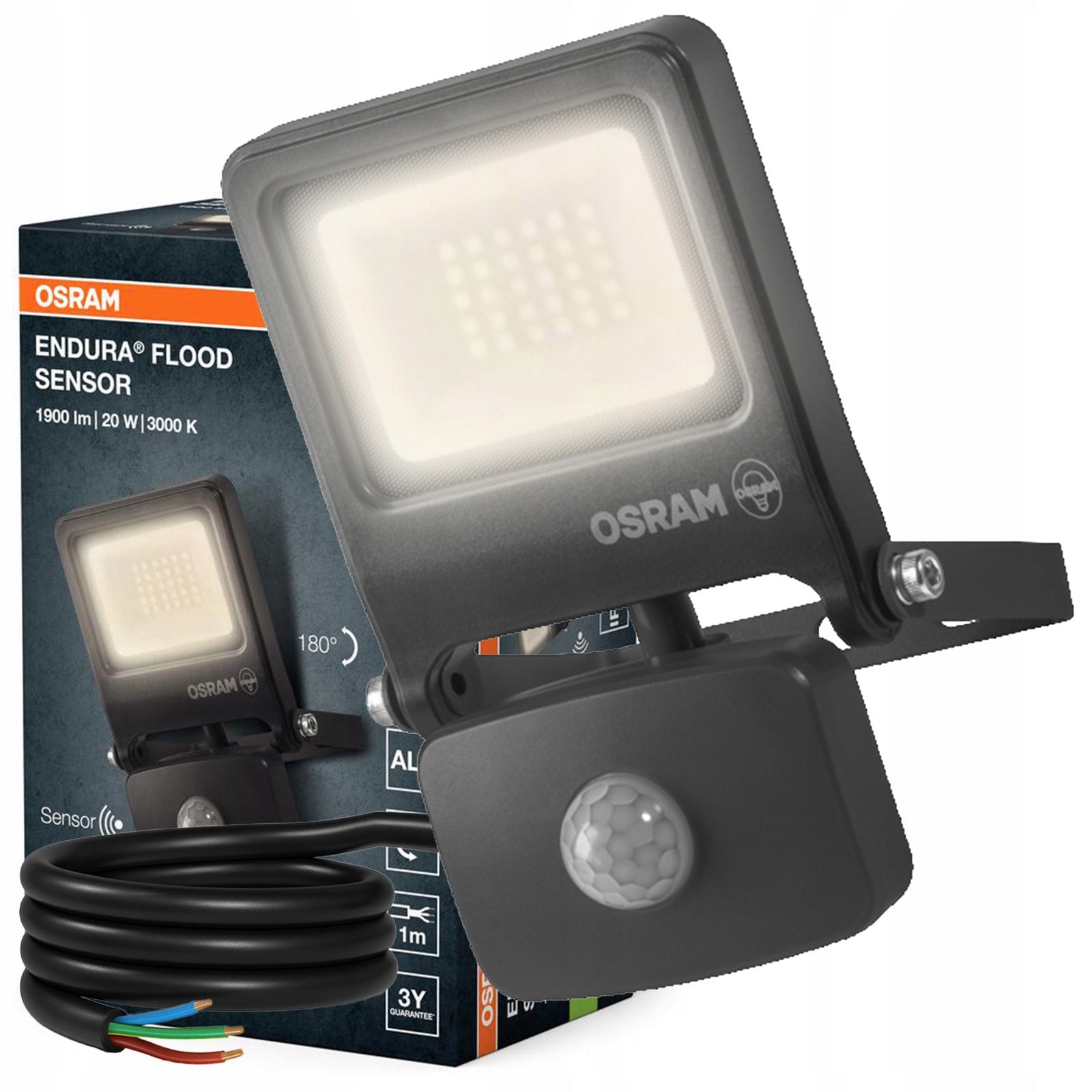 LED Floodlight Motion and Twilight Sensor 20W 3000K 1800lm IP44 Endura