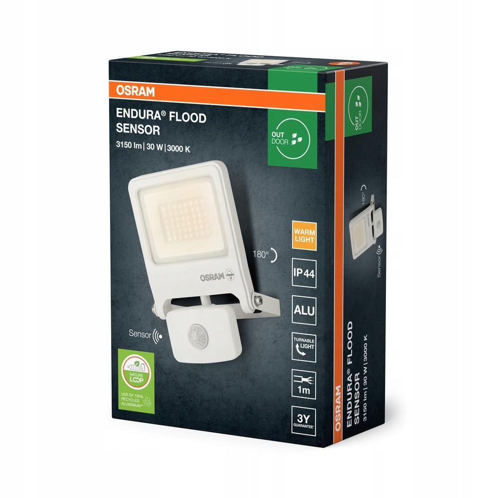 LED Floodlight Motion and Twilight Sensor 30W 3000K 3000lm IP44 Endura Brand Osram